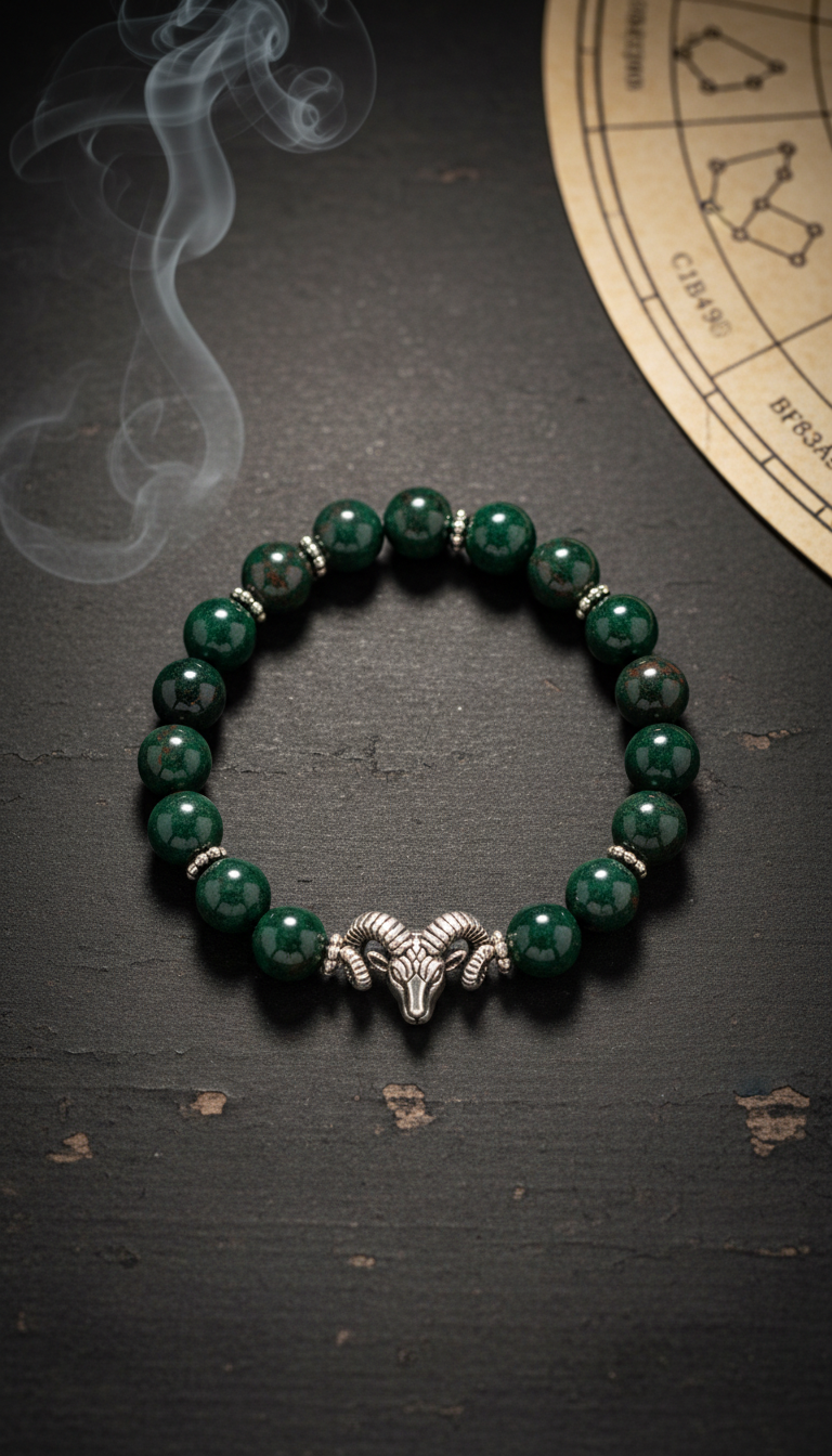 Bloodstone Aries zodiac crystal bracelet