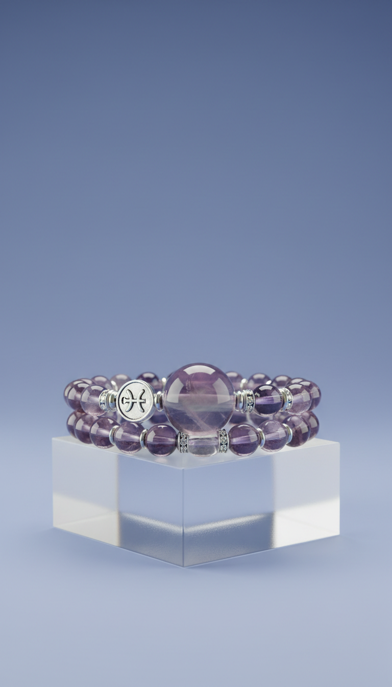 Clouded Amethyst Zodiac Bracelet