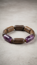 Worn walnut and violet qi energy bracelet