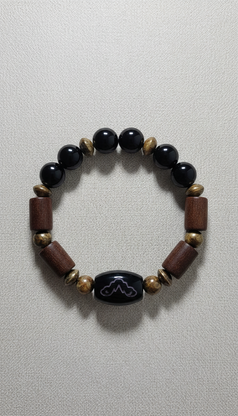 Obsidian wood feng shui bracelet