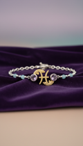 Pisces sterling silver birthstone bracelet