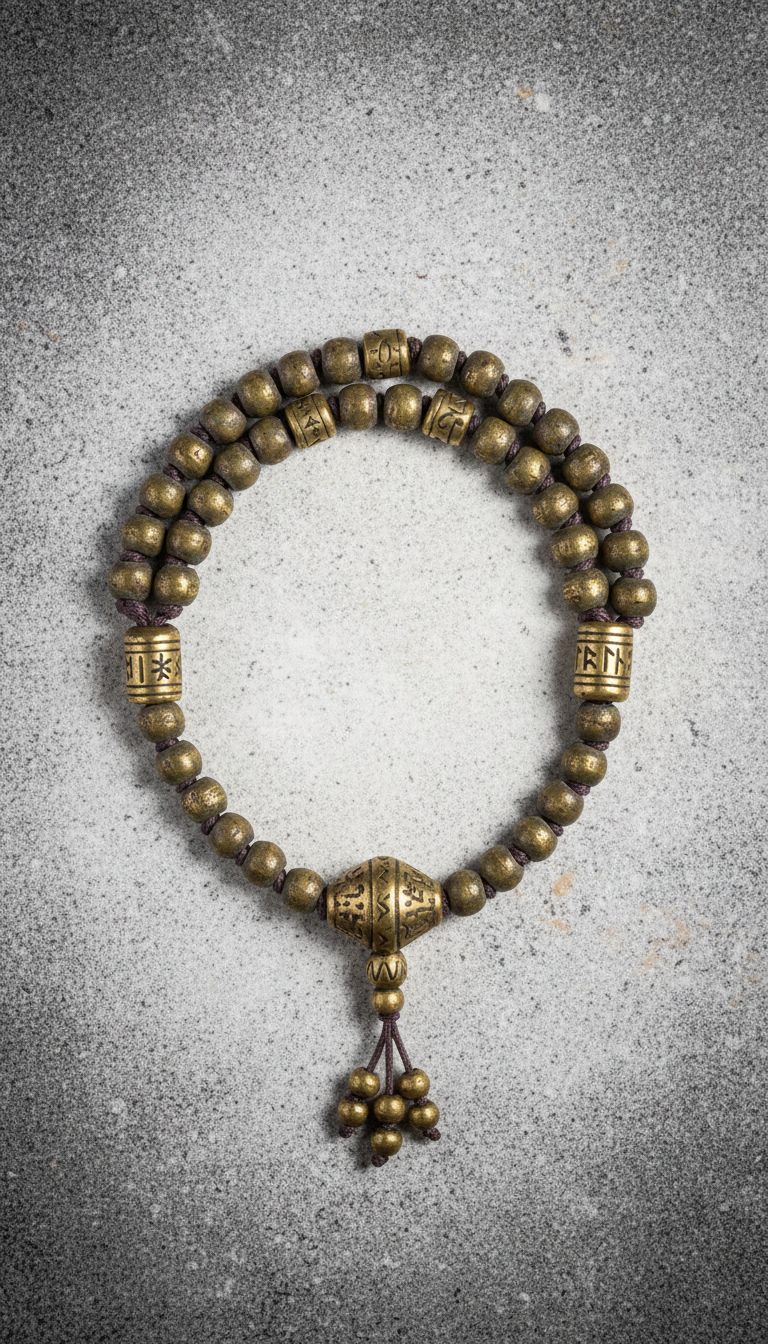 Ancient brass protection mala beads