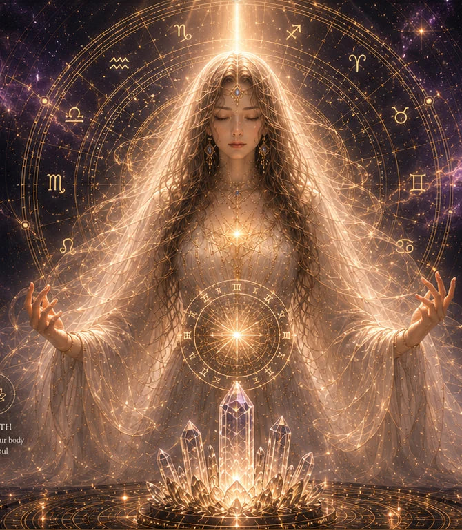 Celestial oracle in a sacred astrology ritual